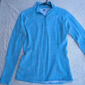 North Face Pullover Womens Long Sleeve 1/4 Zip Outdoors Light Blue Sweater. M